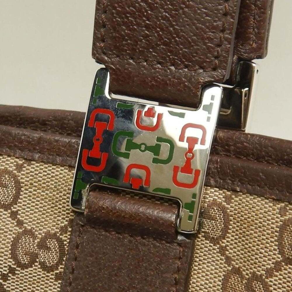 GUCCI Sherry Line 105810 Handbag GG Canvas x Leather Beige Women's 253780 - Picture 9 of 16